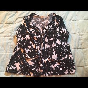 XL Jones NY Sport 3/4 length b/w floral cardigan
